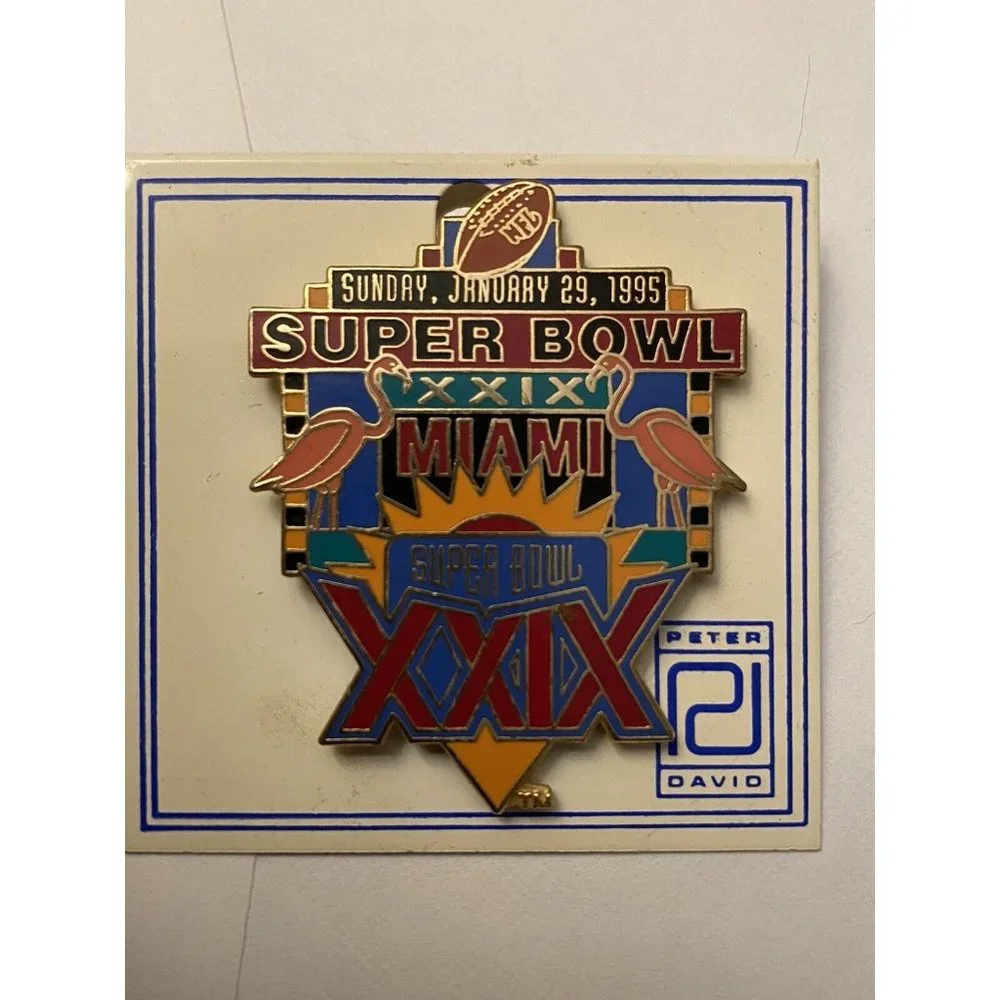 Vintage 1995 Super Bowl XXIX Pin by Peter David Miami Flamingos AG